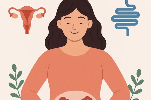 gut health and fertility illustration with a healthy digestive system