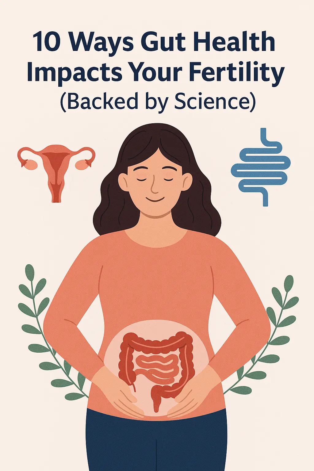 gut health and fertility illustration with a healthy digestive system